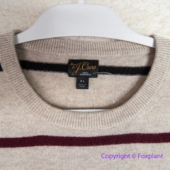 NEW J. Crew men's Cashmere sweater in stripe, Hthr Birch Multi Stripe,‎ XL - Picture 12 of 16